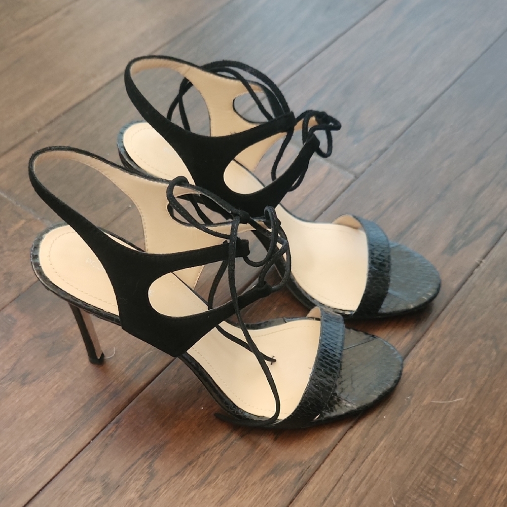 Pour La Victoire Black Heels with Ankle Strap